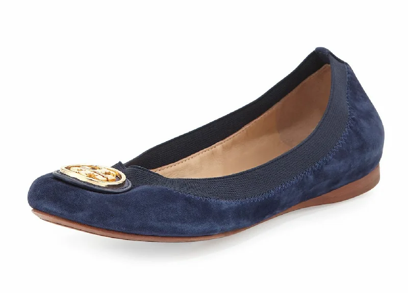 Tory Burch Caroline Ballet Clare Blue Suede Flats Shoes