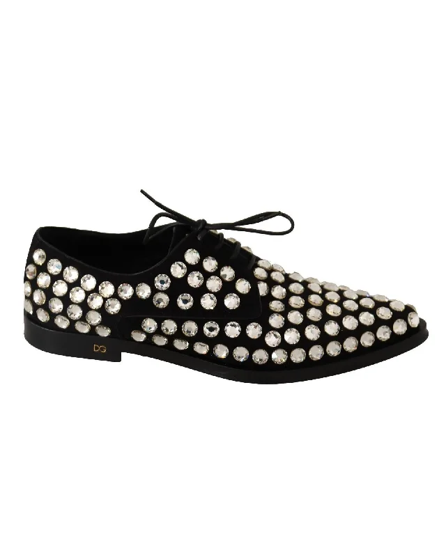 Dolce & Gabbana  Crystal Embellished Suede Loafers Black