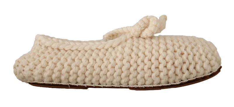 Dolce & Gabbana  Women's Knitted Wool Slippers in Cream