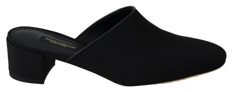 Dolce & Gabbana Chic Black Grosgrain Slide Women's Sandals