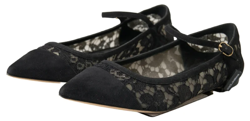 Dolce & Gabbana Elegant Black Lace Women's Flats