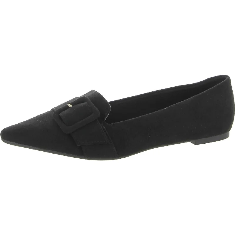 Womens Faux Suede Pointed Toe Loafers