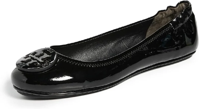 Tory Burch Women's Minnie Travel Ballet Flats, Black Patent