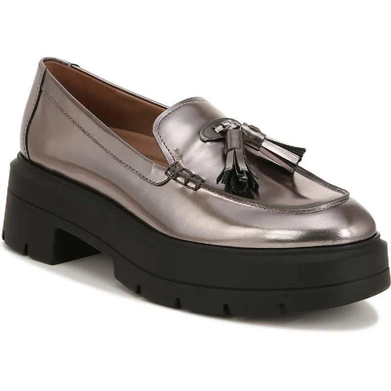 Nieves Womens Patent Leather Slip On Loafers