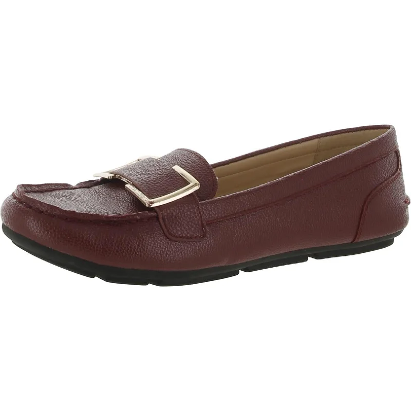 Womens Faux Leather Round Toe Moccasins