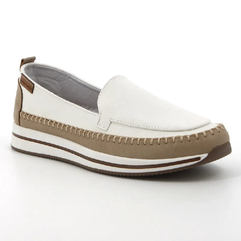 Pierre Cardin Josephine 11 Moccasin - White / Beige